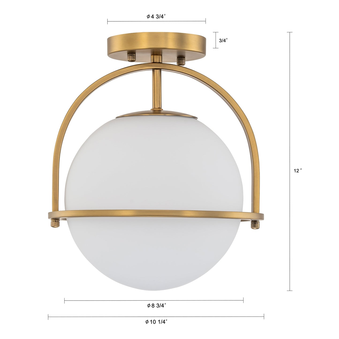 C Cattleya Lampada da soffitto a 1 luce in ottone anticato con paralume in vetro opalino - Ottone anticato