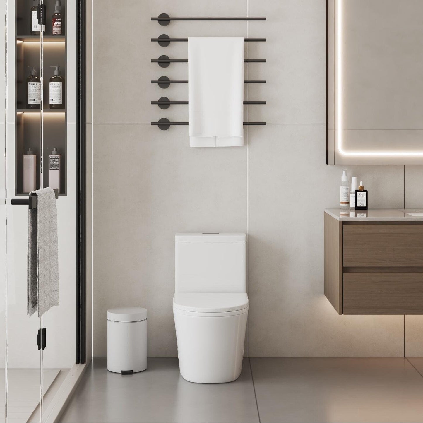 WC monoblocco compatto piccolo CB HOME da 24'', WC corto moderno con doppio scarico e sifone, sedile a chiusura ammortizzata, altezza comfort di 16,5''