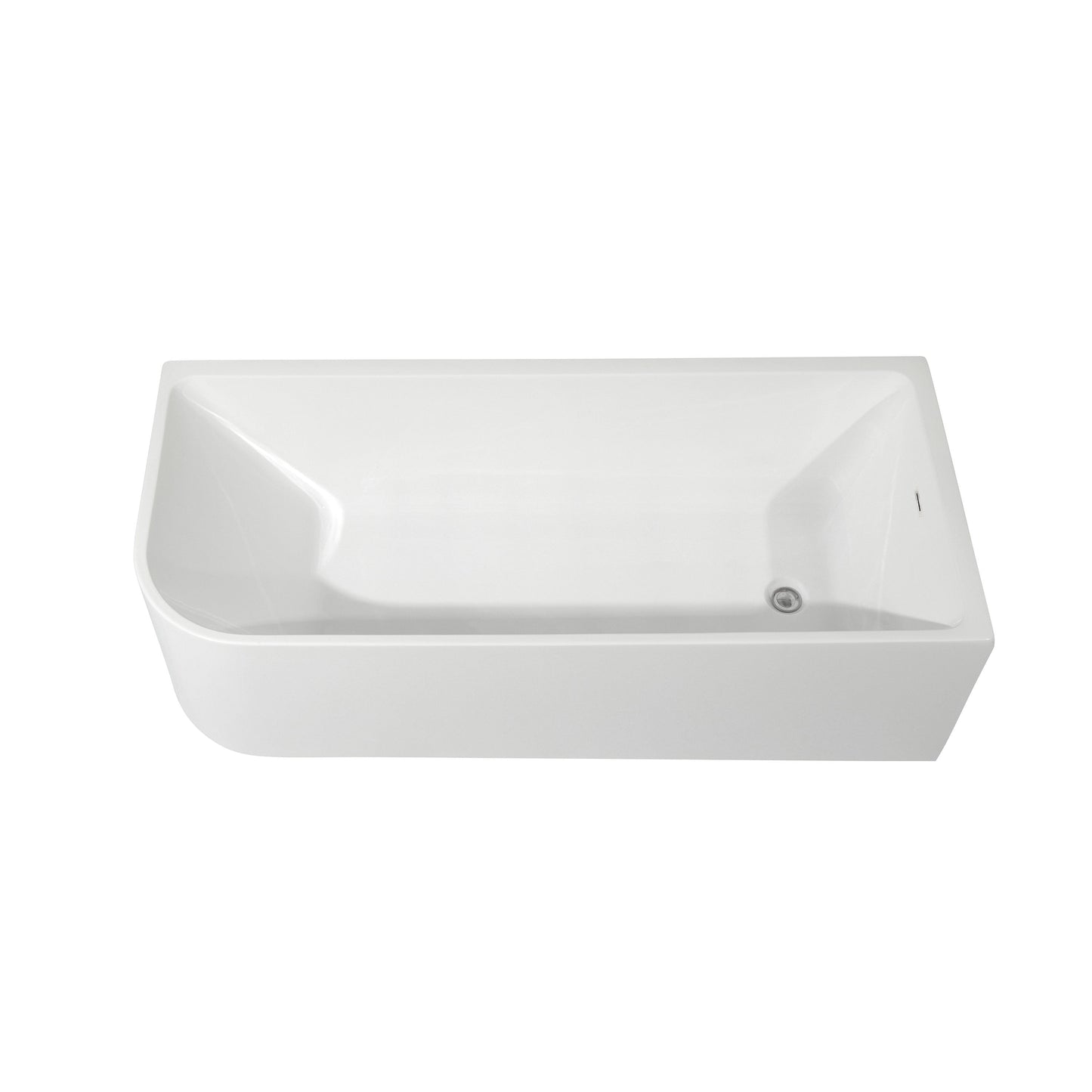 Vasche da bagno autoportanti in acrilico CB HOME da 59''/67'', vasche da bagno con un solo lato contro la parete, troppo pieno a sinistra/destra