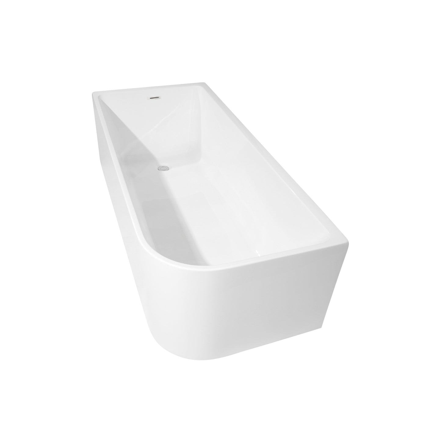 Vasche da bagno autoportanti in acrilico CB HOME da 59''/67'', vasche da bagno con un solo lato contro la parete, troppo pieno a sinistra/destra