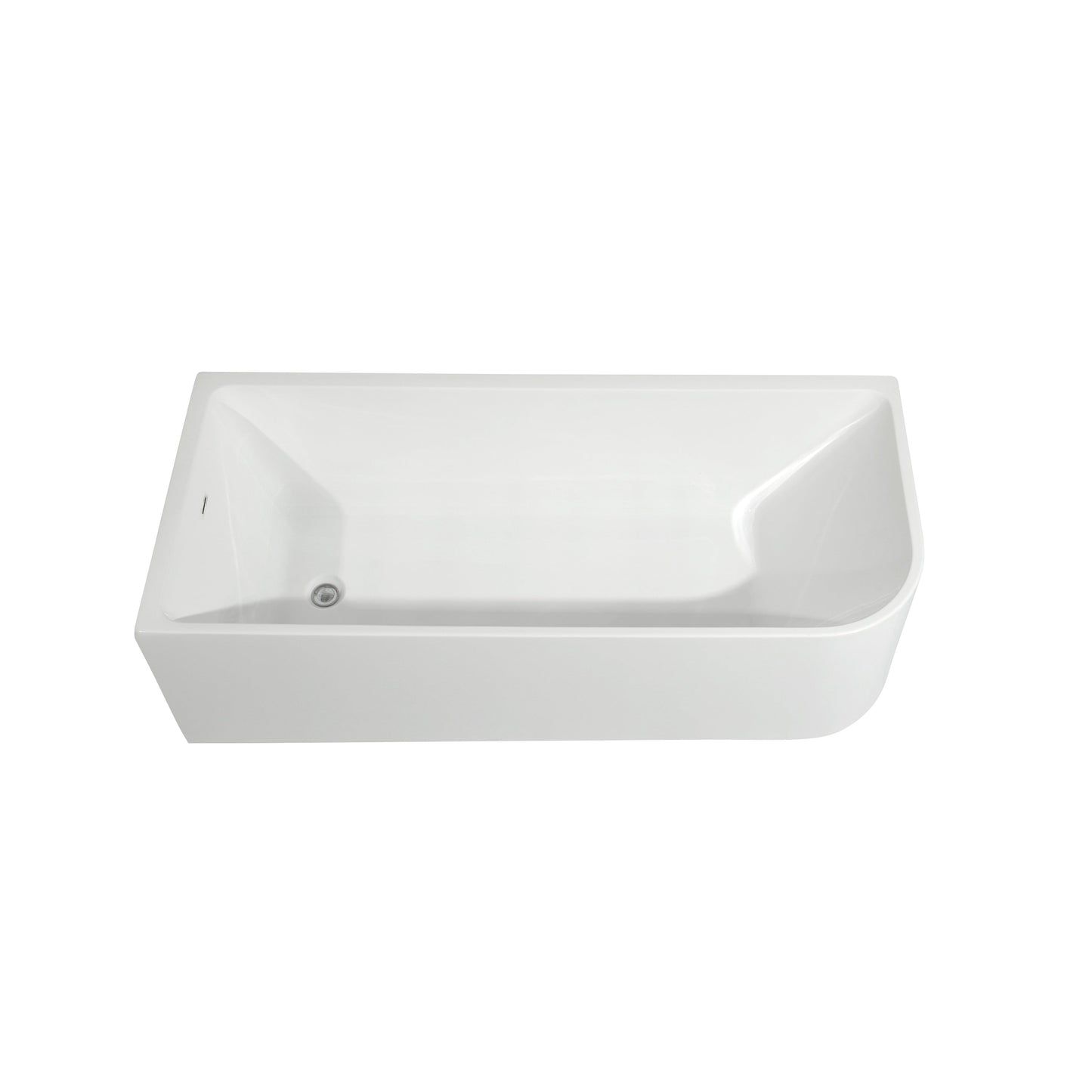 Vasche da bagno autoportanti in acrilico CB HOME da 59''/67'', vasche da bagno con un solo lato contro la parete, troppo pieno a sinistra/destra