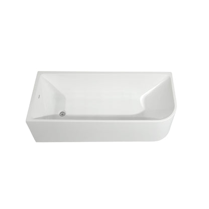 Vasche da bagno autoportanti in acrilico CB HOME da 59''/67'', vasche da bagno con un solo lato contro la parete, troppo pieno a sinistra/destra