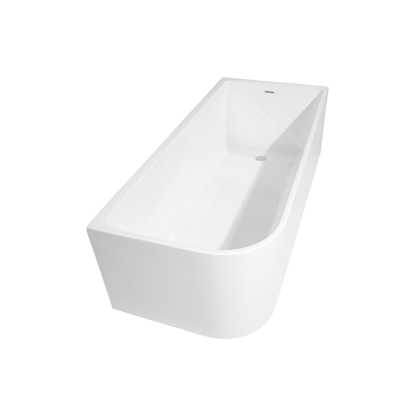 Vasche da bagno autoportanti in acrilico CB HOME da 59''/67'', vasche da bagno con un solo lato contro la parete, troppo pieno a sinistra/destra