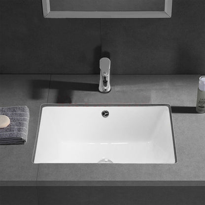 Lavandino da bagno sottotop CB HOME 20'' x 14'', lavabo da bagno rettangolare in ceramica bianca (20-5/8'' x 14-1/2'' x 8-1/4'')
