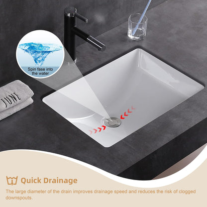 Lavandino da bagno sottotop CB HOME 20'' x 14'', lavabo da bagno rettangolare in ceramica bianca (20-5/8'' x 14-1/2'' x 8-1/4'')