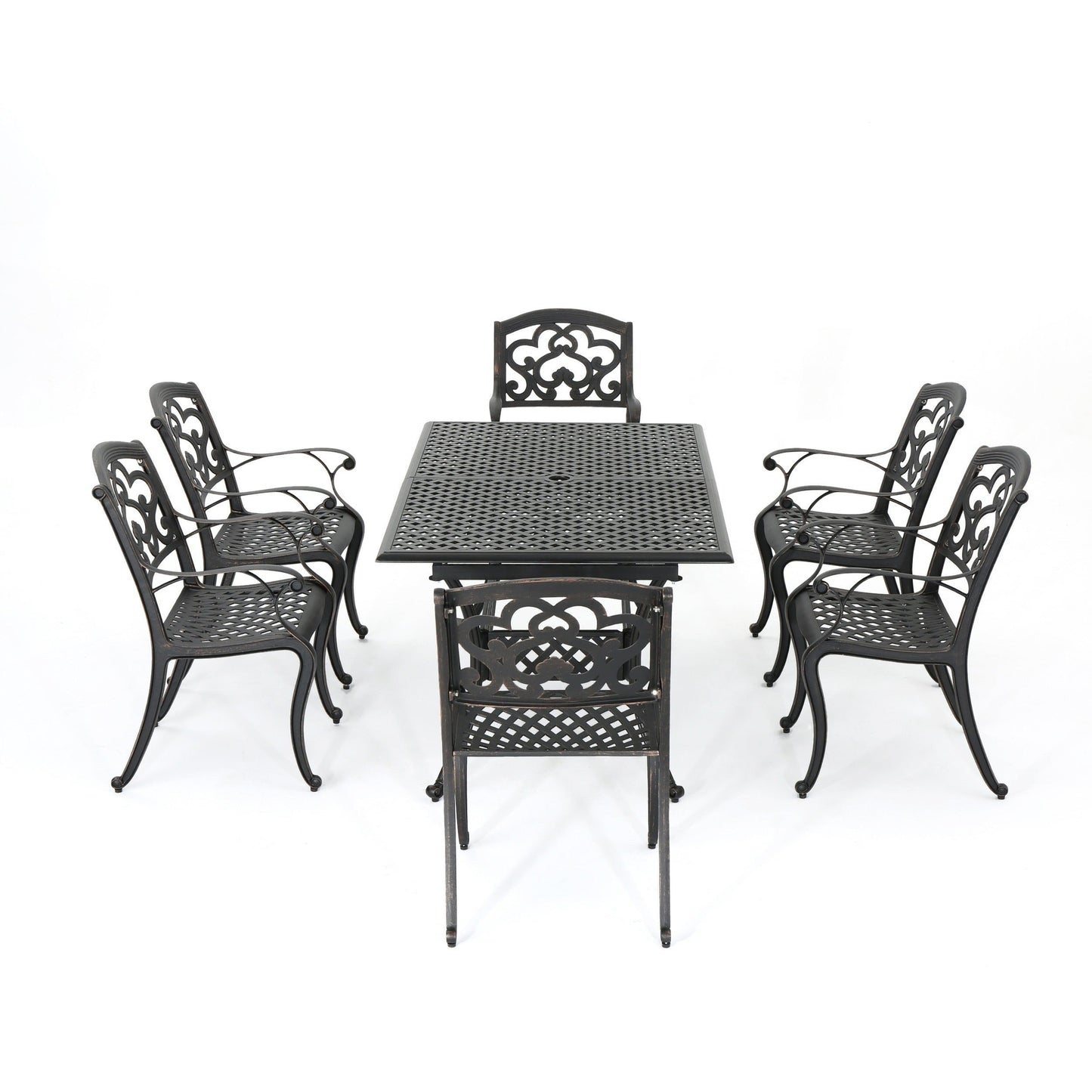 Collezione da pranzo rustica in alluminio pressofuso Abigal Outdoor Copper Cast di Christopher Knight Home - N/D