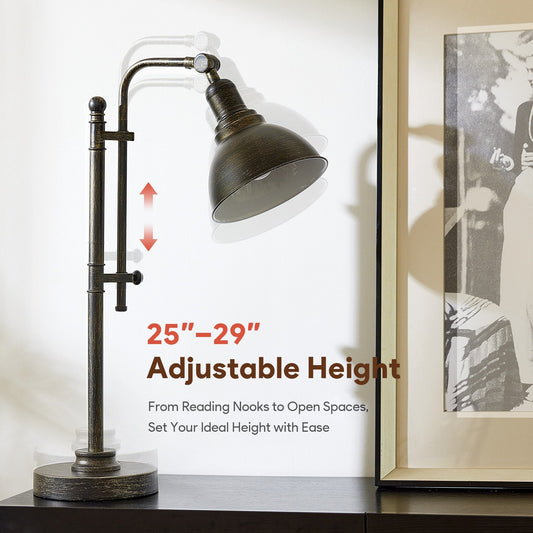 Lampada da scrivania rustica regolabile CO-Z 28 con finitura bronzo invecchiato