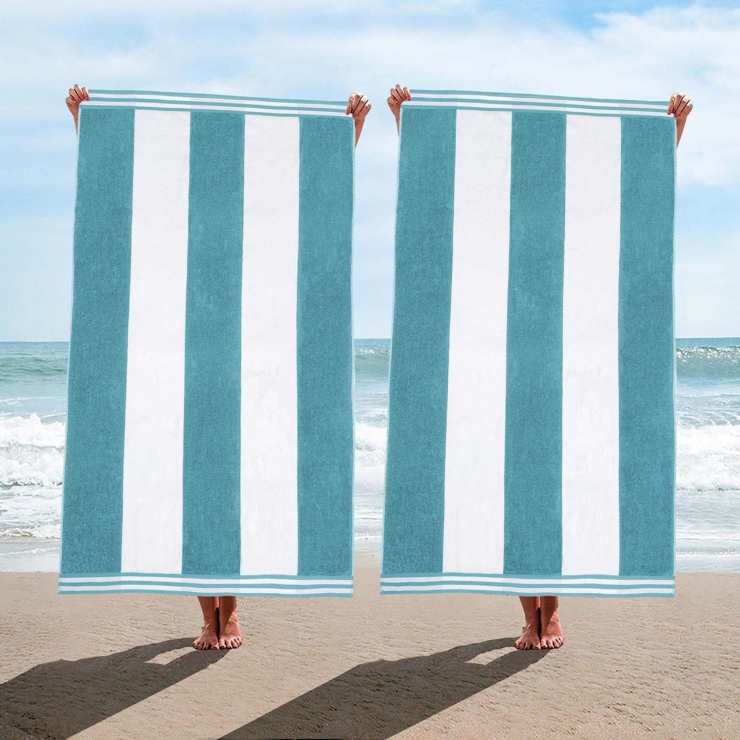 Set di 2 asciugamani da spiaggia oversize in cotone a righe Cabana di Superior