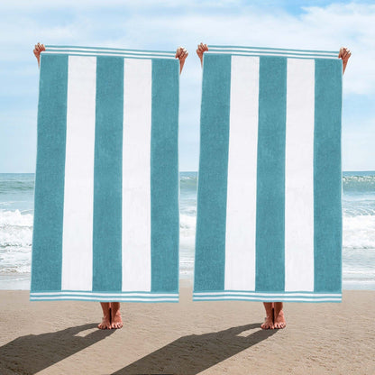 Set di 2 asciugamani da spiaggia oversize in cotone a righe Cabana di Superior