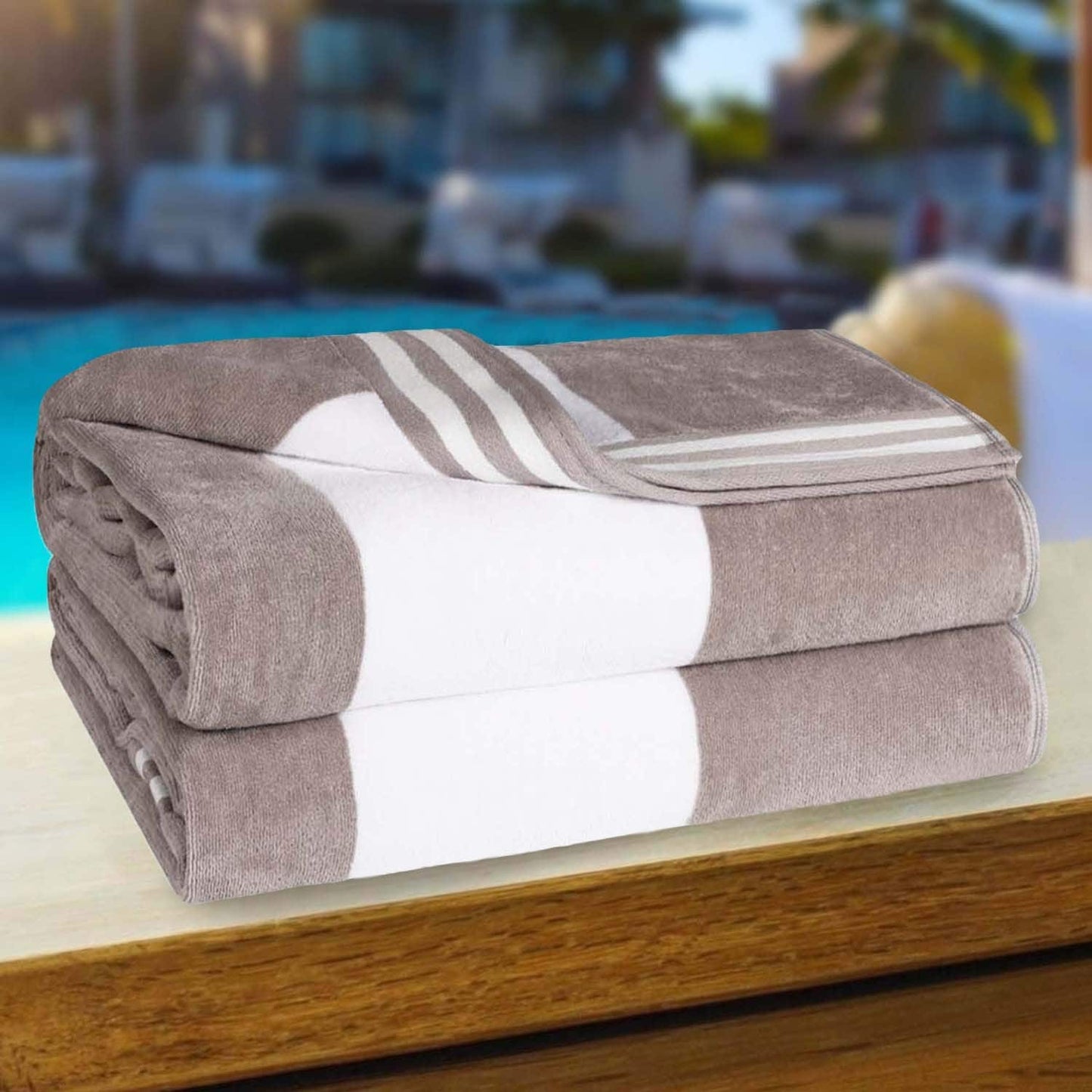 Set di 2 asciugamani da spiaggia oversize in cotone a righe Cabana di Superior