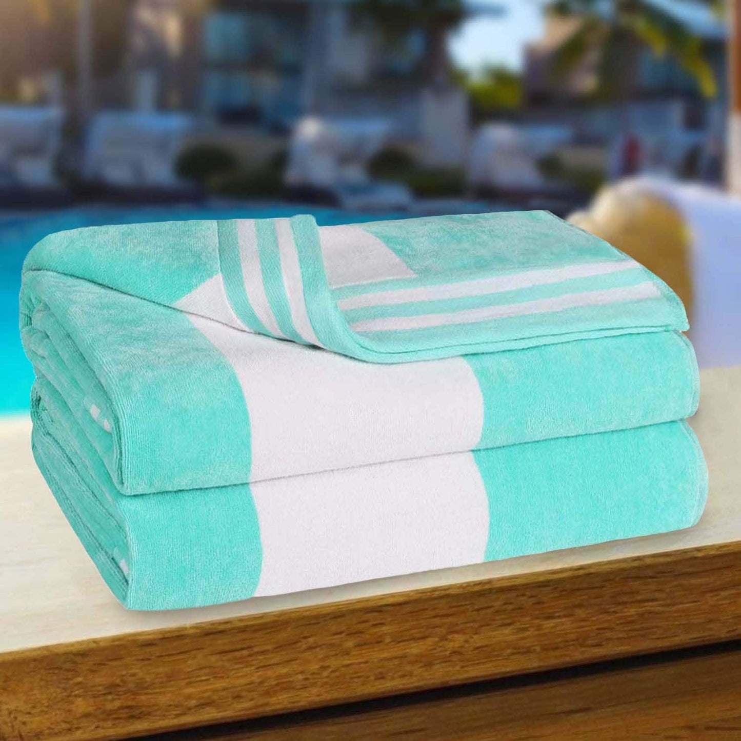 Set di 2 asciugamani da spiaggia oversize in cotone a righe Cabana di Superior