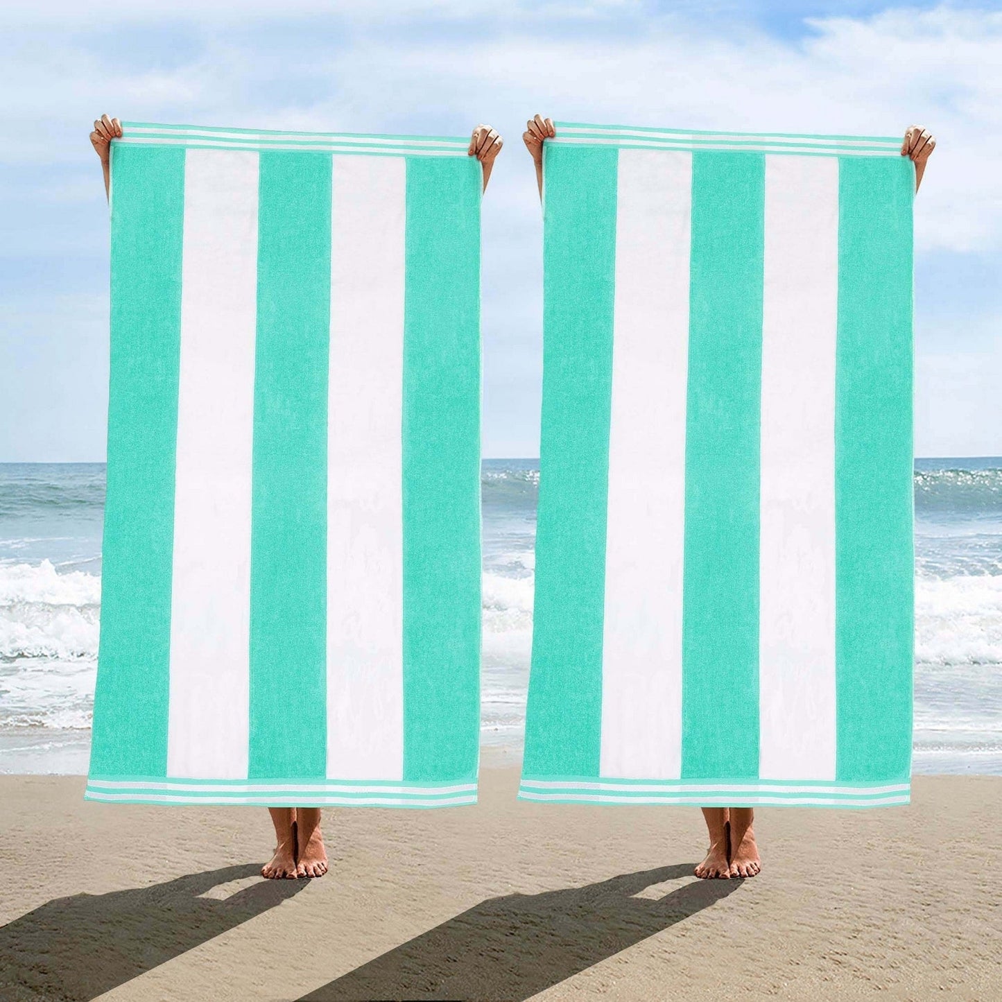 Set di 2 asciugamani da spiaggia oversize in cotone a righe Cabana di Superior