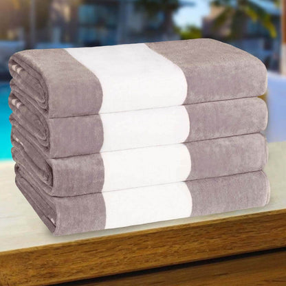 Set di 4 asciugamani da spiaggia in cotone oversize Cabana Stripe di Superior