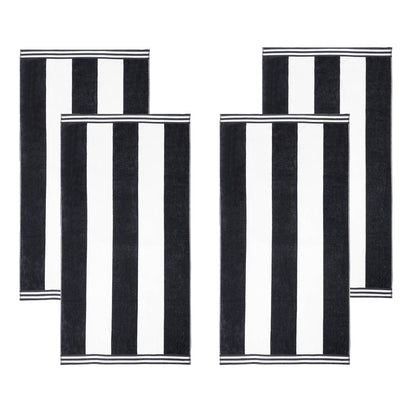 Set di 4 asciugamani da spiaggia in cotone oversize Cabana Stripe di Superior