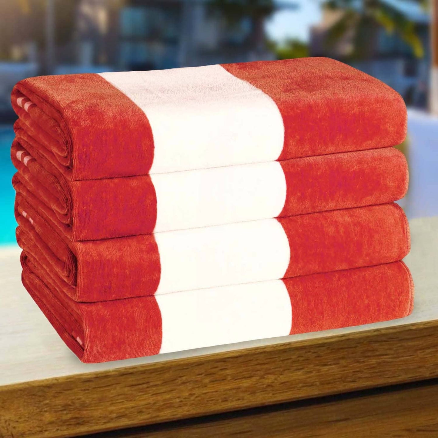 Set di 4 asciugamani da spiaggia in cotone oversize Cabana Stripe di Superior