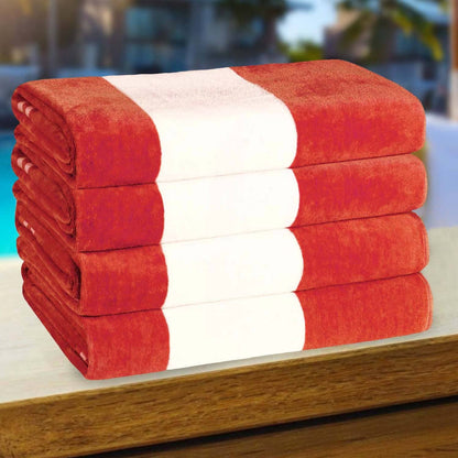 Set di 4 asciugamani da spiaggia in cotone oversize Cabana Stripe di Superior