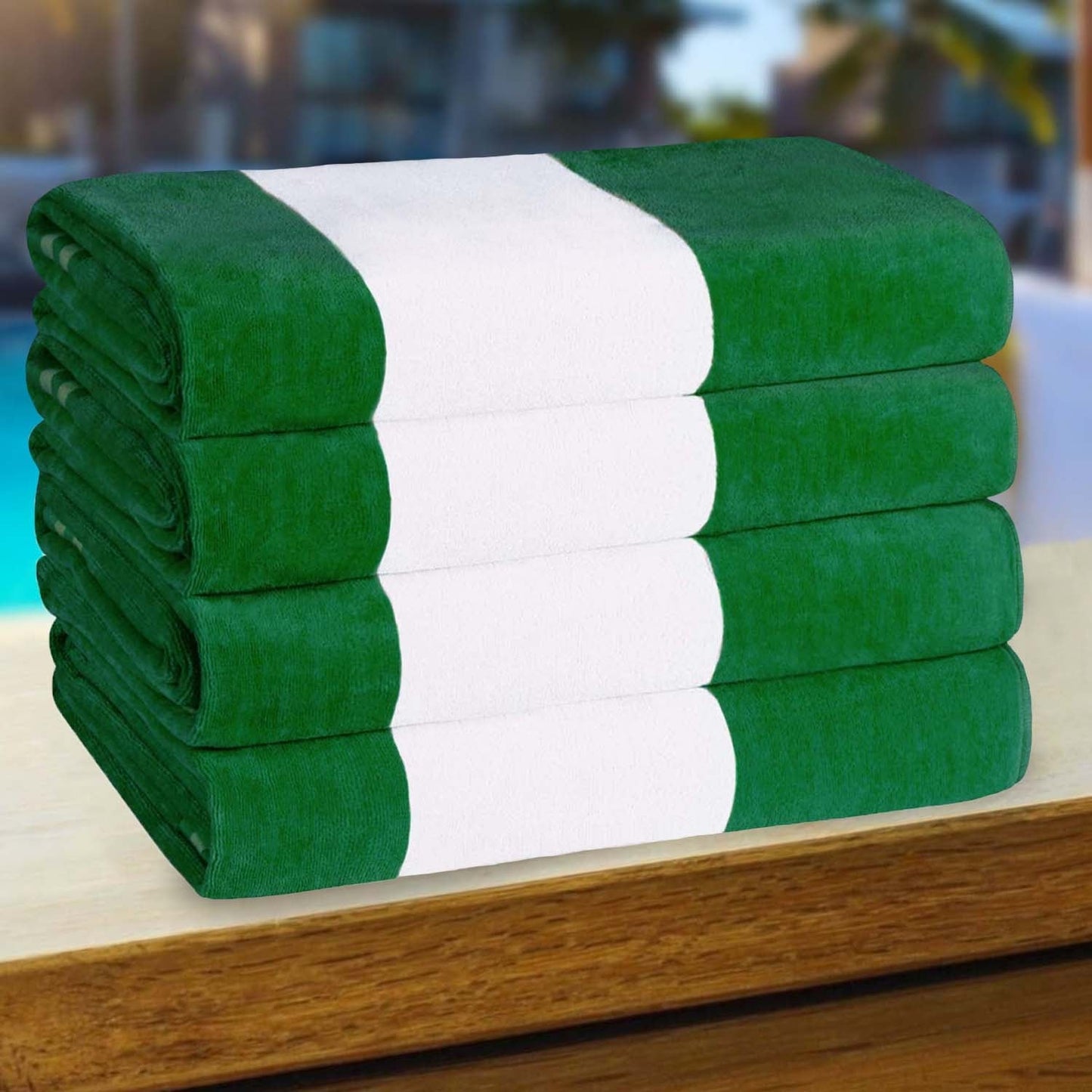 Set di 4 asciugamani da spiaggia in cotone oversize Cabana Stripe di Superior
