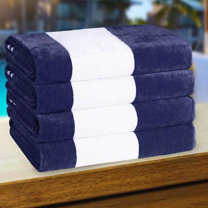 Set di 4 asciugamani da spiaggia in cotone oversize Cabana Stripe di Superior