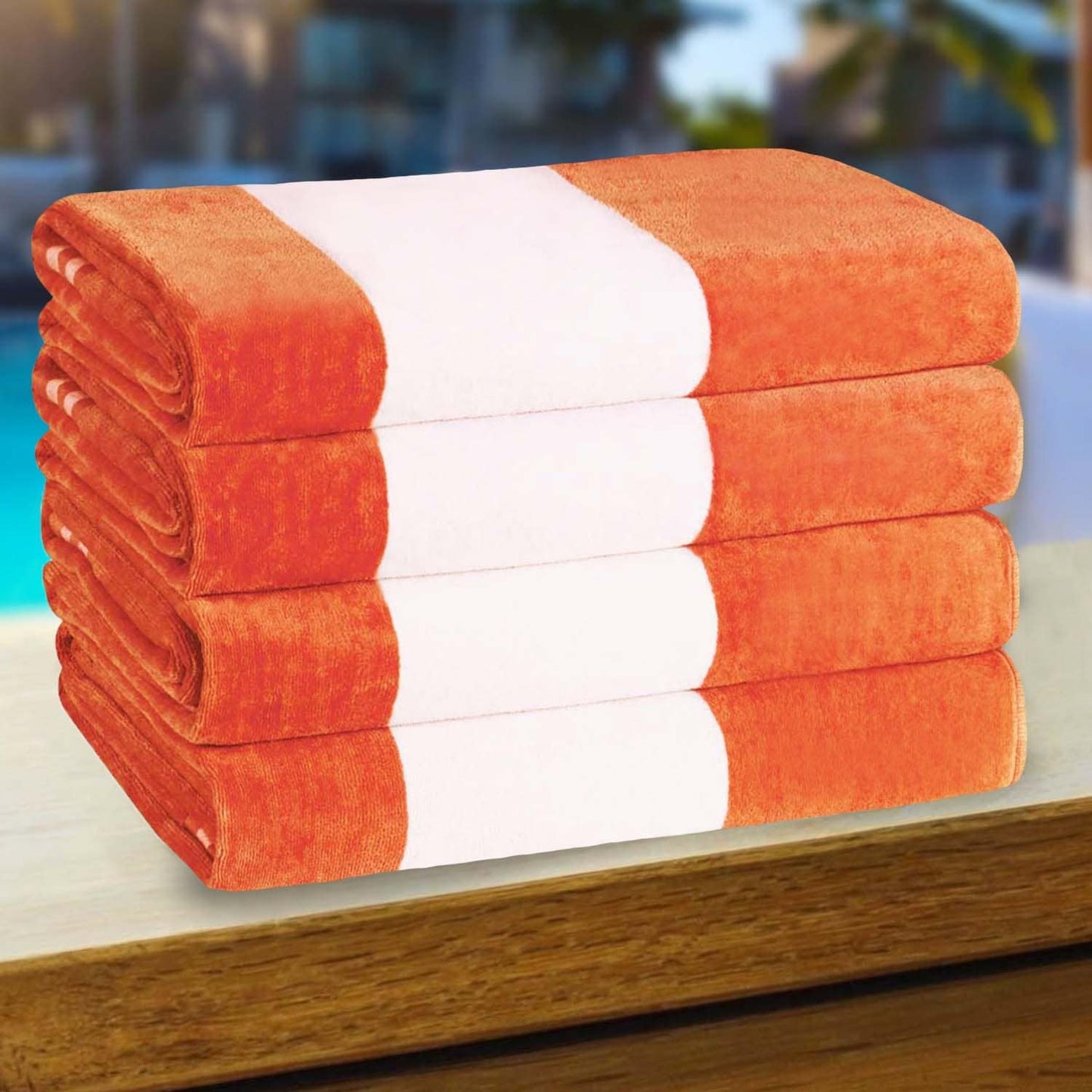 Set di 4 asciugamani da spiaggia in cotone oversize Cabana Stripe di Superior