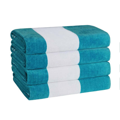 Set di 4 asciugamani da spiaggia in cotone oversize Cabana Stripe di Superior