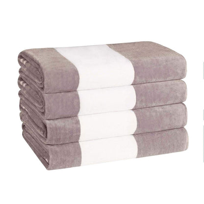 Set di 4 asciugamani da spiaggia in cotone oversize Cabana Stripe di Superior