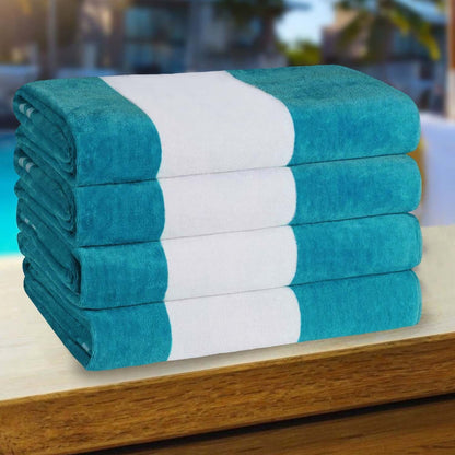 Set di 4 asciugamani da spiaggia in cotone oversize Cabana Stripe di Superior