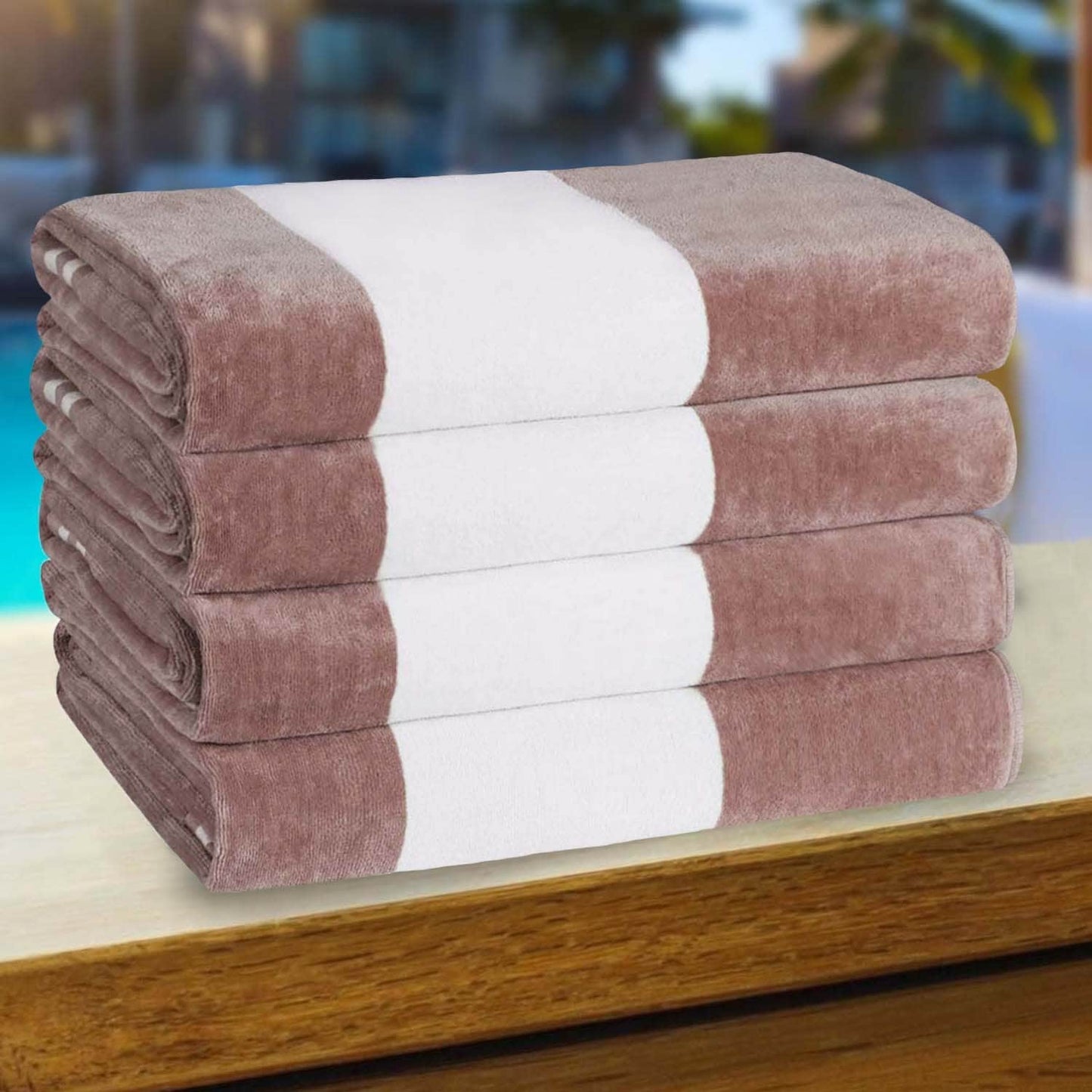 Set di 4 asciugamani da spiaggia in cotone oversize Cabana Stripe di Superior