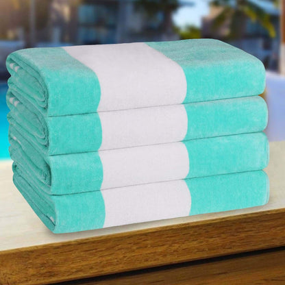 Set di 4 asciugamani da spiaggia in cotone oversize Cabana Stripe di Superior