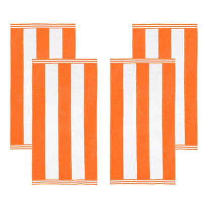 Set di 4 asciugamani da spiaggia in cotone oversize Cabana Stripe di Superior