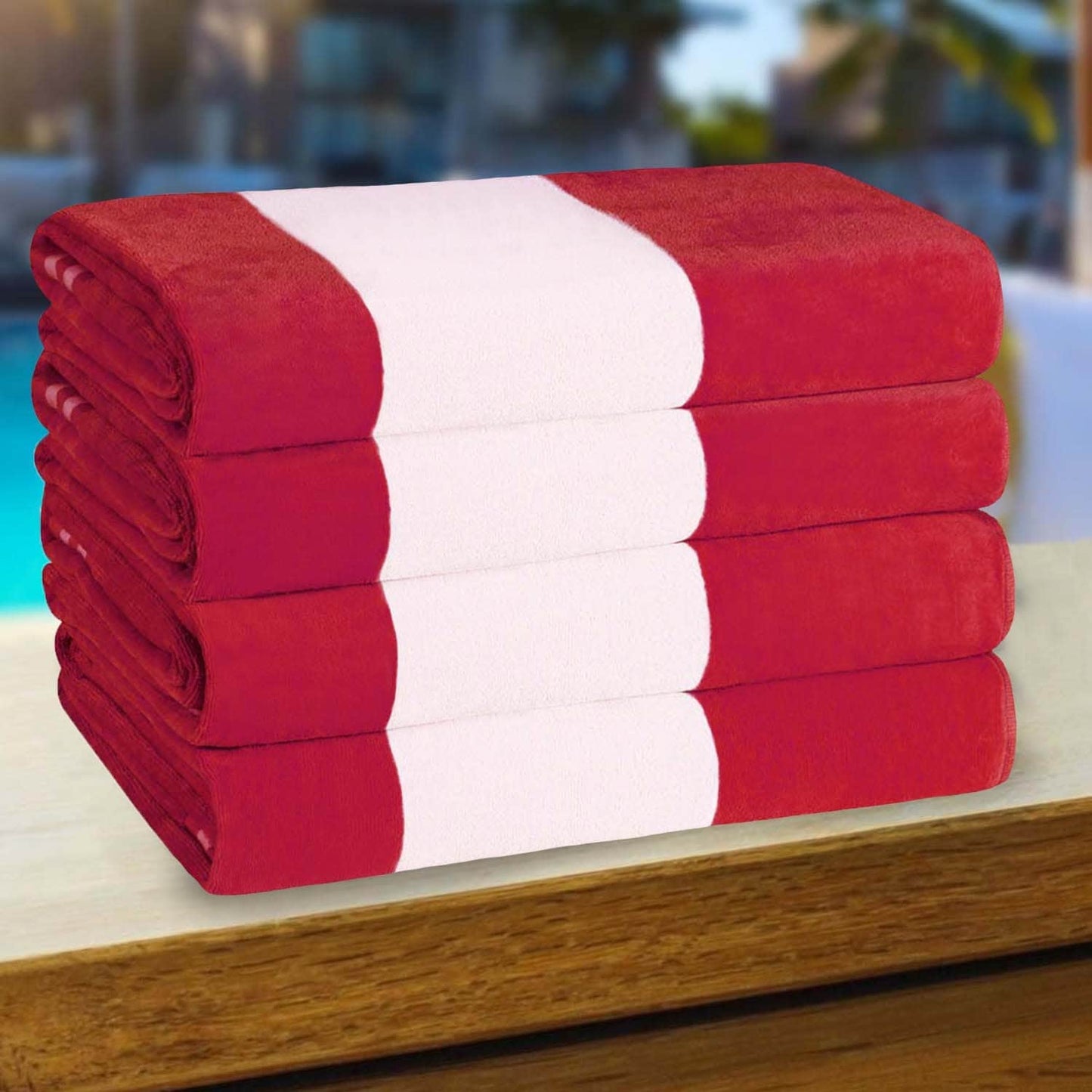 Set di 4 asciugamani da spiaggia in cotone oversize Cabana Stripe di Superior