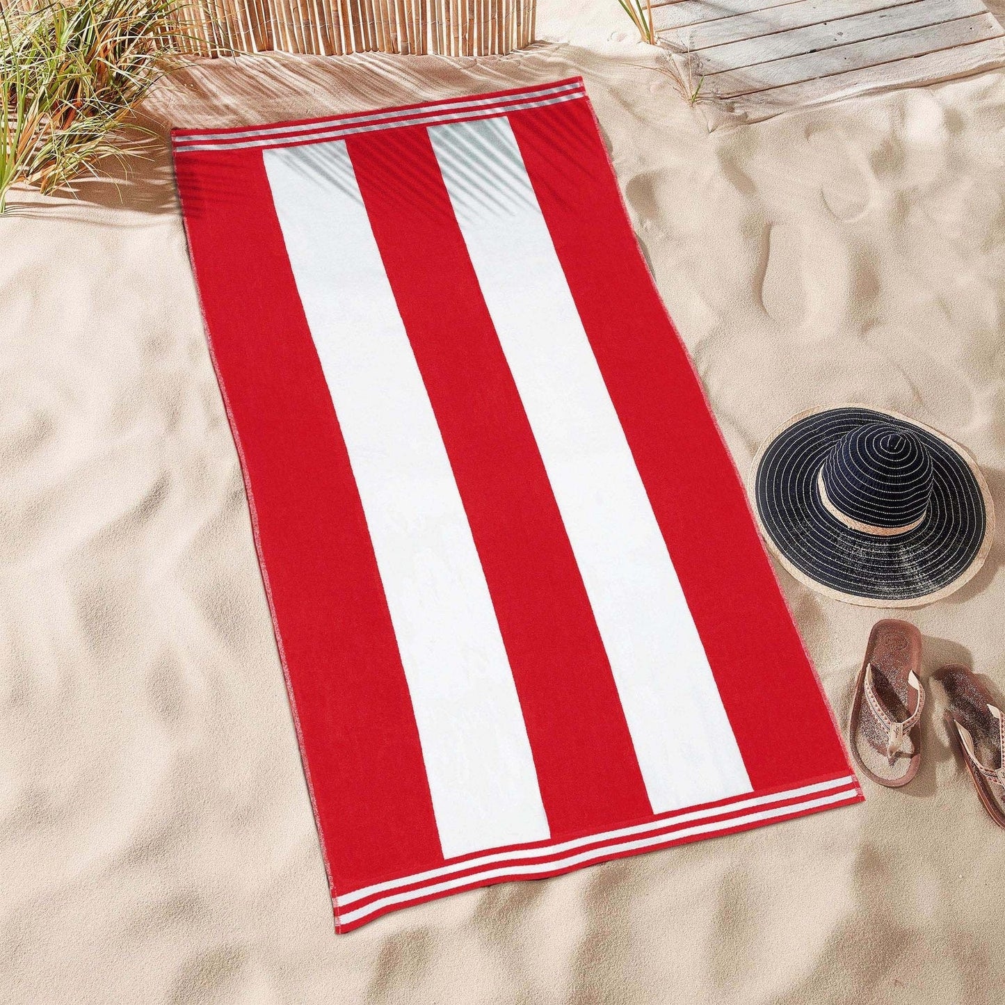 Asciugamano da spiaggia oversize in cotone a righe Cabana di Superior