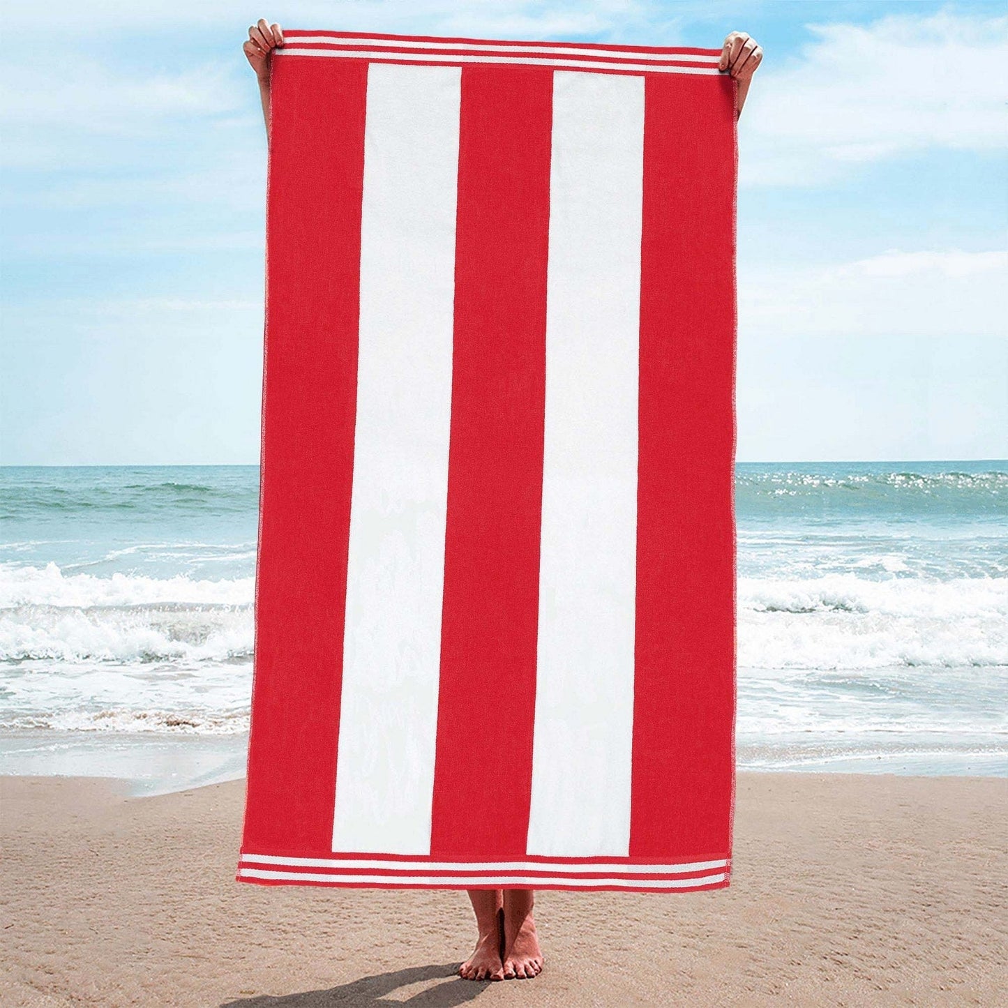 Asciugamano da spiaggia oversize in cotone a righe Cabana di Superior