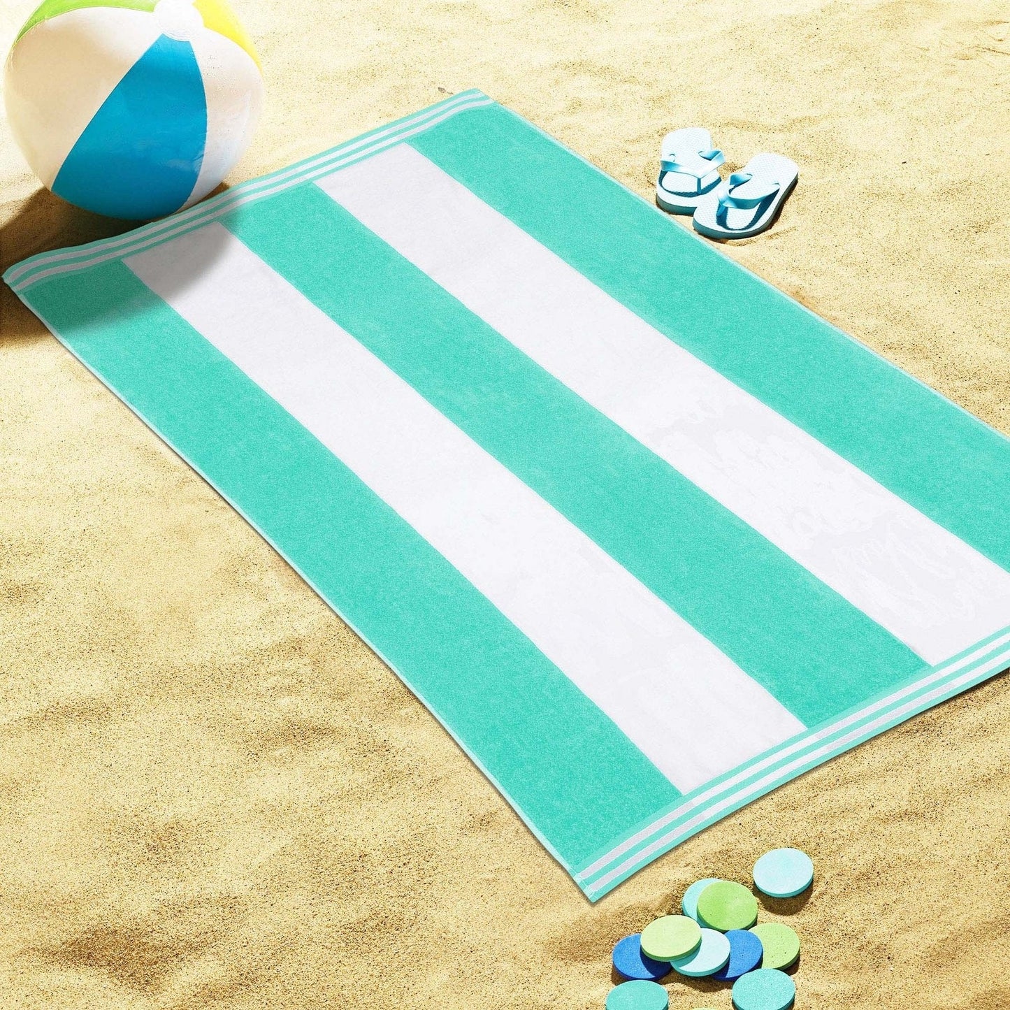 Asciugamano da spiaggia oversize in cotone a righe Cabana di Superior