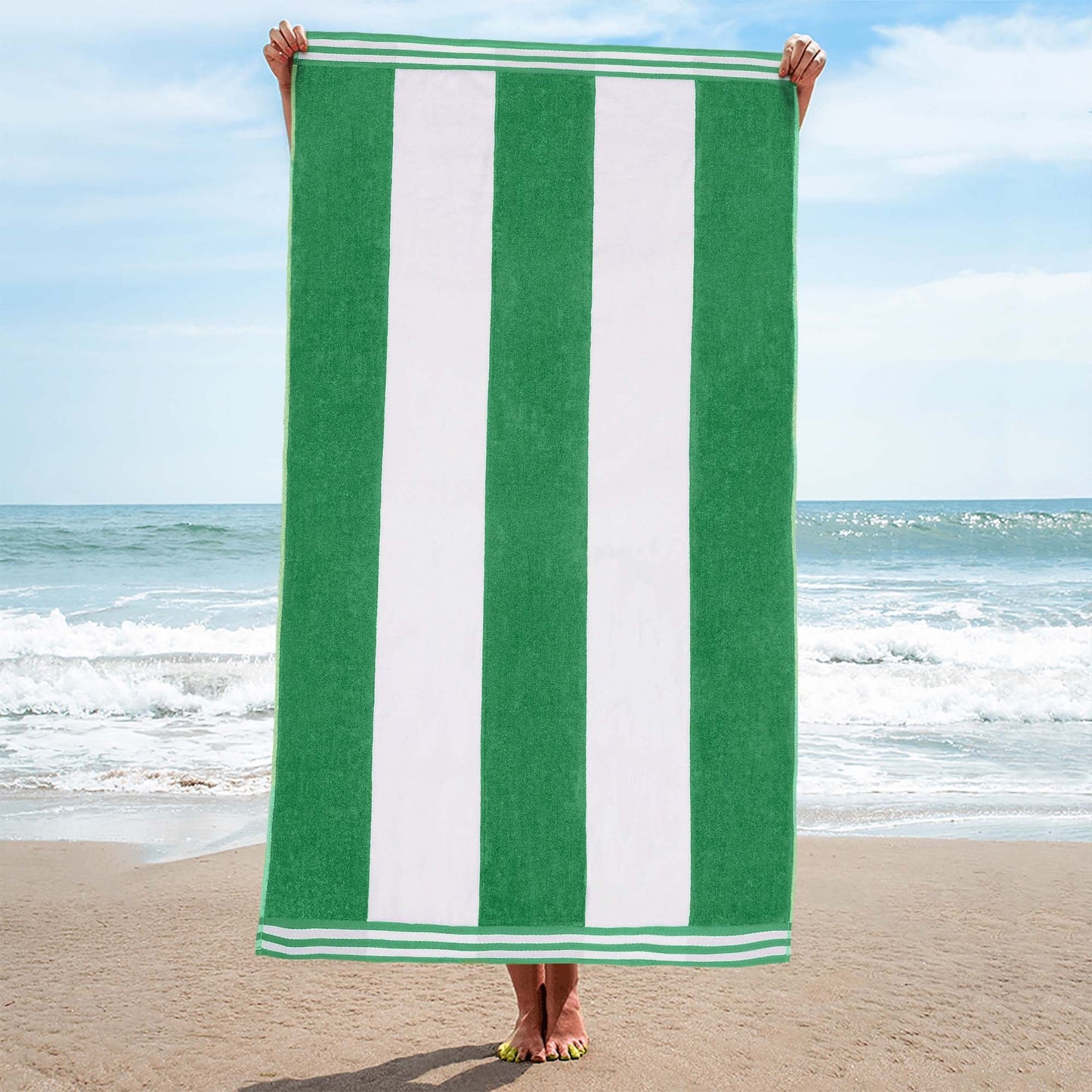 Asciugamano da spiaggia oversize in cotone a righe Cabana di Superior