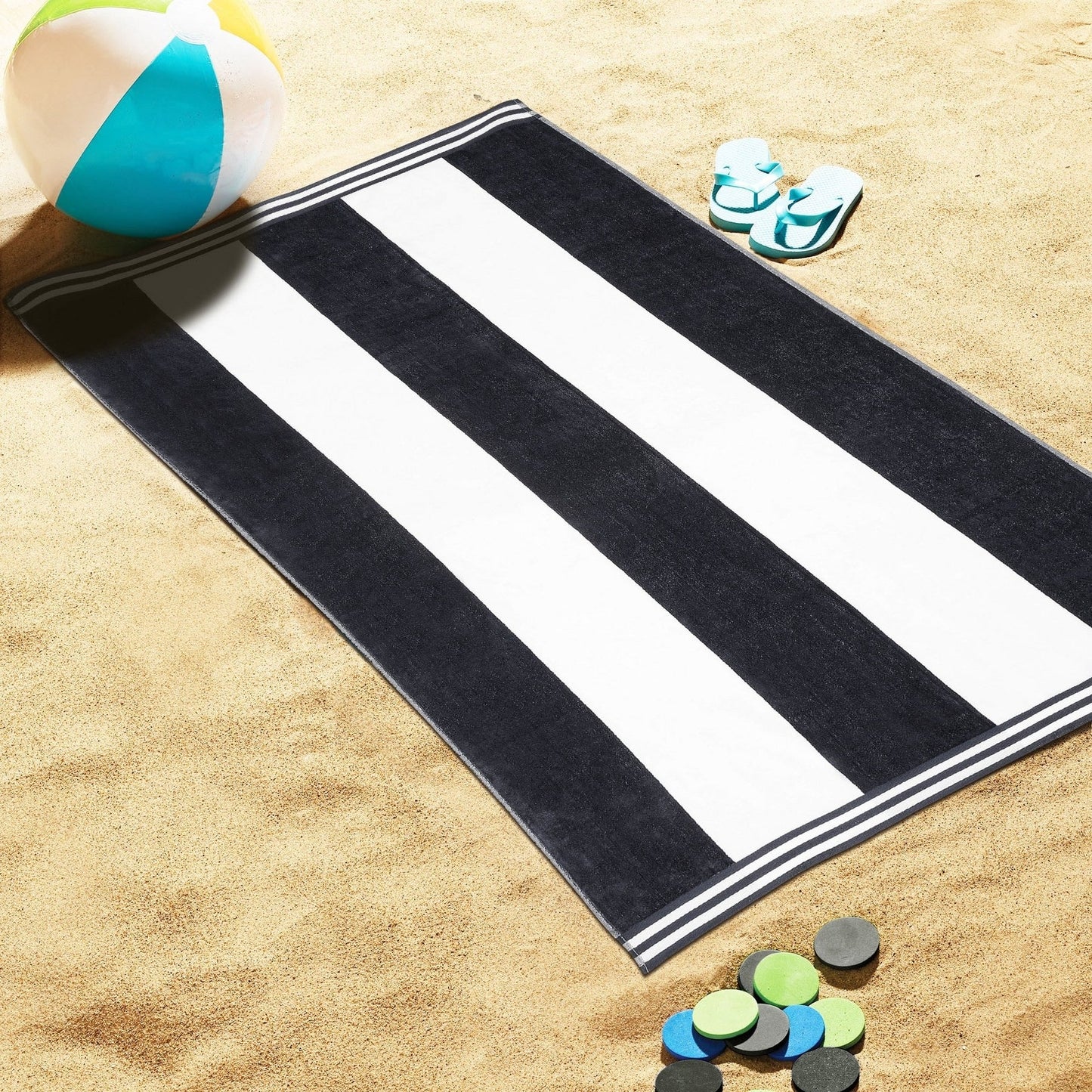 Asciugamano da spiaggia oversize in cotone a righe Cabana di Superior