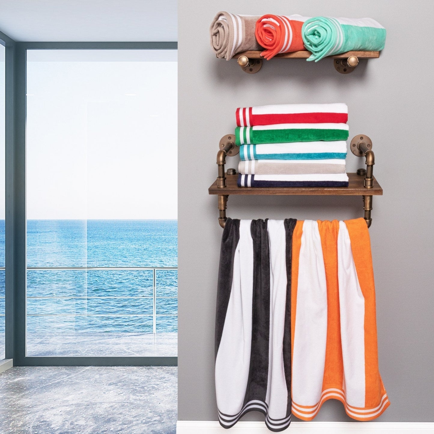 Asciugamano da spiaggia oversize in cotone a righe Cabana di Superior