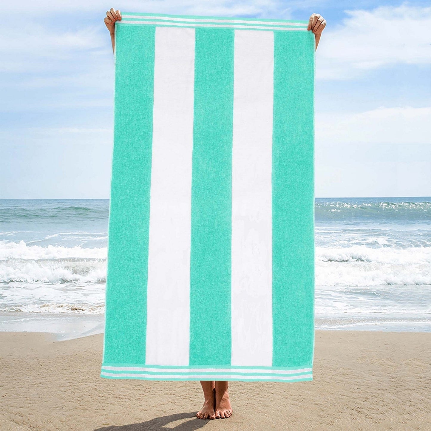 Asciugamano da spiaggia oversize in cotone a righe Cabana di Superior