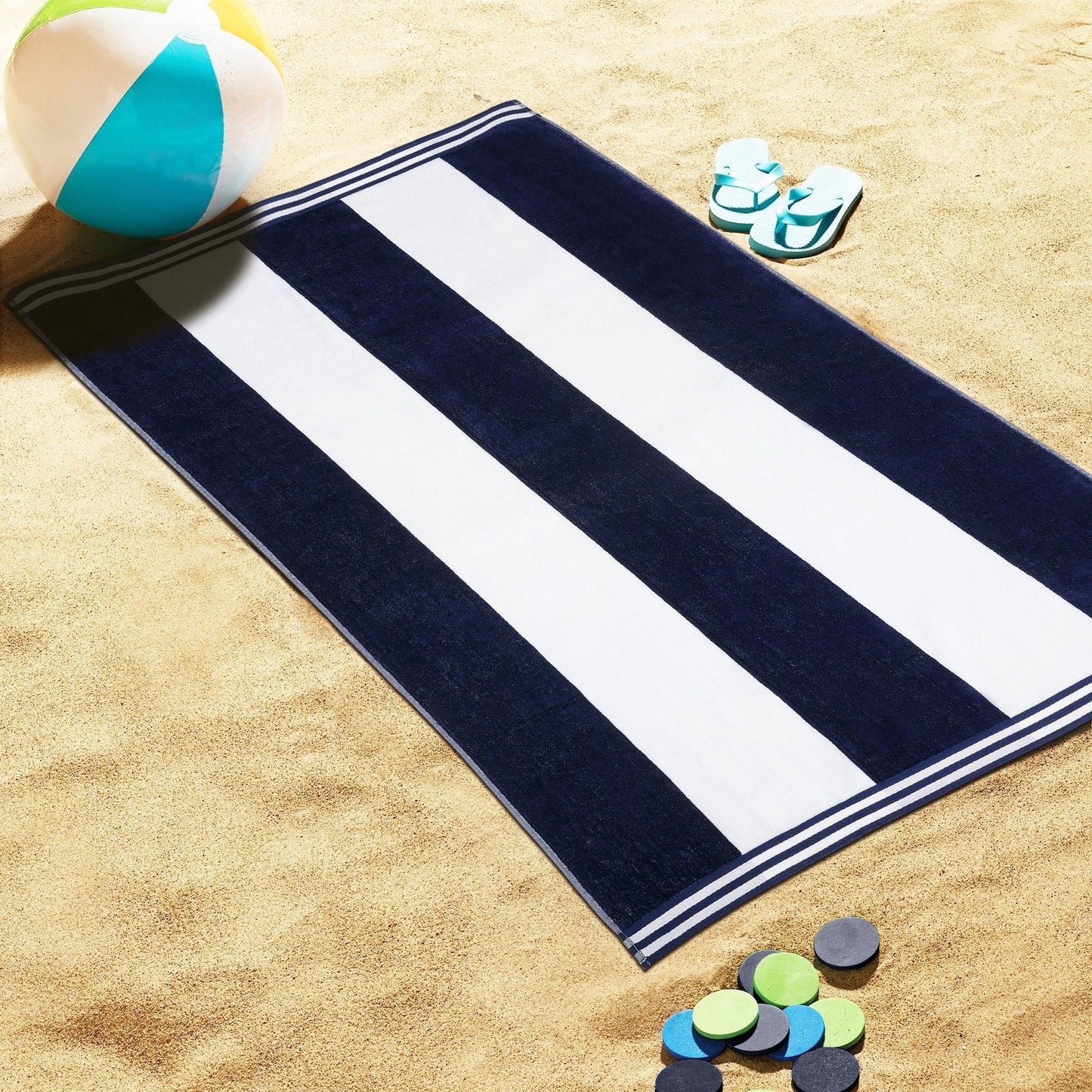 Asciugamano da spiaggia oversize in cotone a righe Cabana di Superior