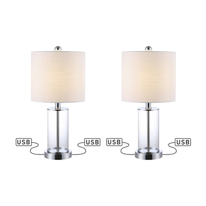 Lampada da tavolo a LED moderna e contemporanea Cabell 21 in vetro con ricarica USB, bronzo lucidato a olio (set da 2) di JONATHAN Y