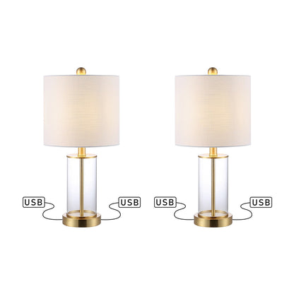 Lampada da tavolo a LED moderna e contemporanea Cabell 21 in vetro con ricarica USB, bronzo lucidato a olio (set da 2) di JONATHAN Y