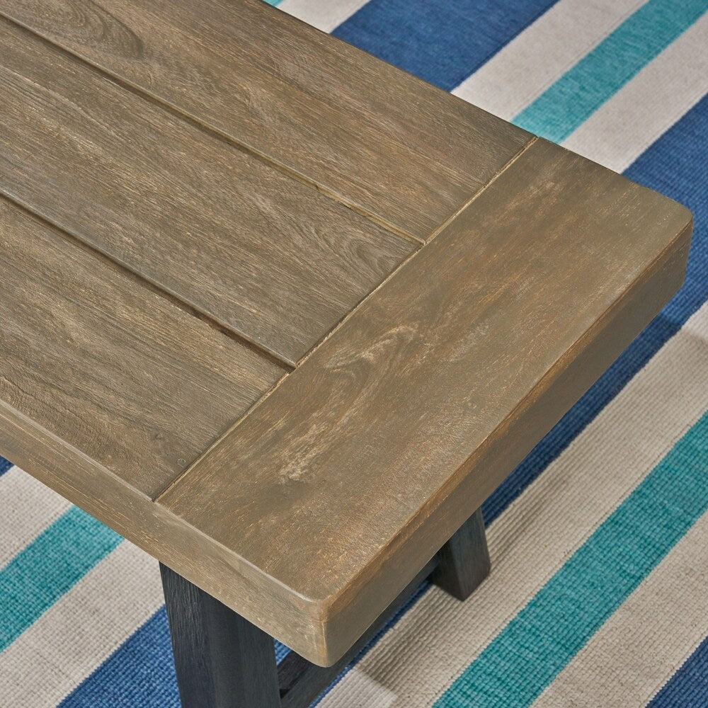 Set da pranzo Calero Outdoor da 6 pezzi in legno e vimini con sedie e panca di Christopher Knight Home