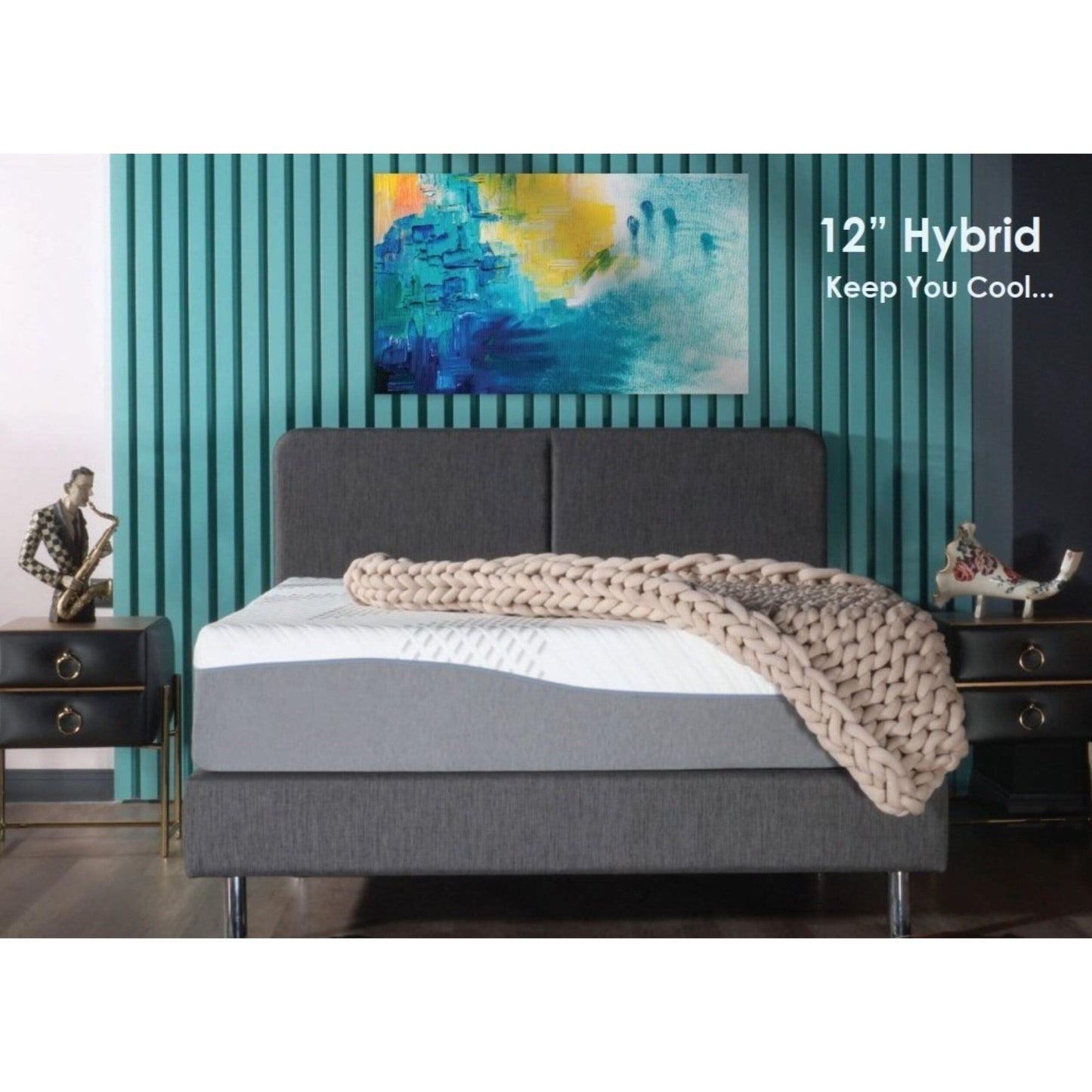 Materasso ibrido California King Size Hopewell 12 Medium Cooling Gel Memory Edge Support con molle insacchettate e fodera rimovibile