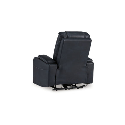 Poltrona reclinabile elettrica Callum, poggiatesta regolabile, similpelle nera