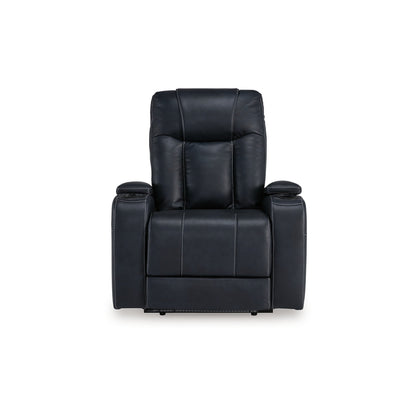 Poltrona reclinabile elettrica Callum, poggiatesta regolabile, similpelle nera