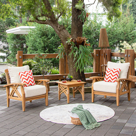 Set da giardino Cambridge Casual Carmel in teak da 3 pezzi con cuscini