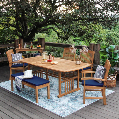 Set da pranzo estensibile da esterno Cambridge Casual Caterina in teak, 6 pezzi