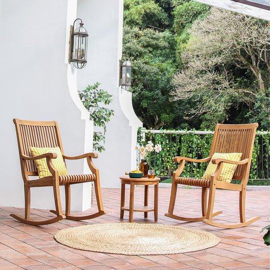 Set di sedie a dondolo da esterno Cambridge Casual Chara in teak, 3 pezzi