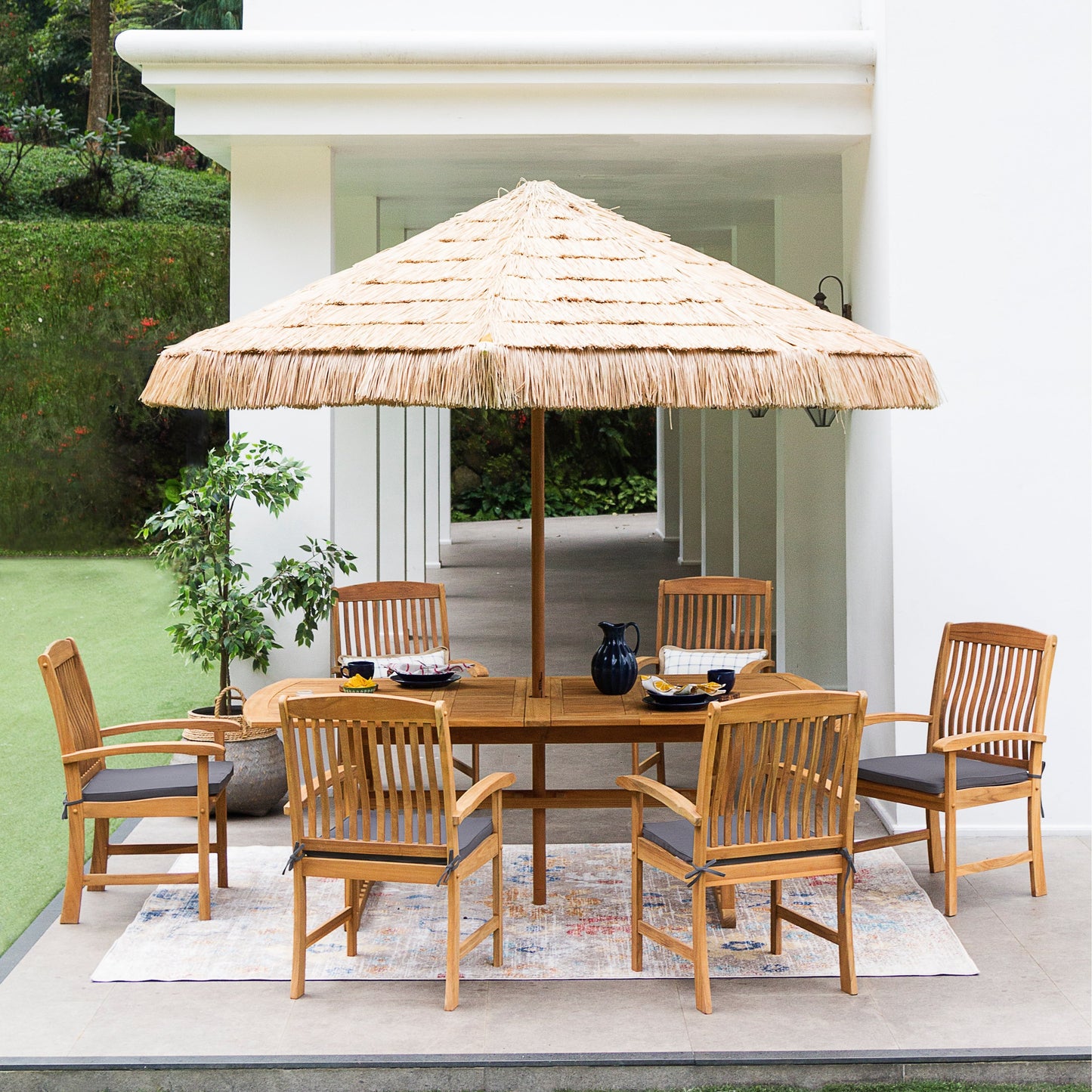 Set da pranzo estensibile per patio Cambridge Casual Chignik da 7 pezzi in teak