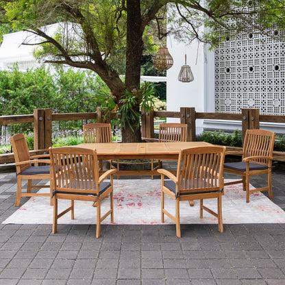 Set da pranzo estensibile per patio Cambridge Casual Chignik da 7 pezzi in teak