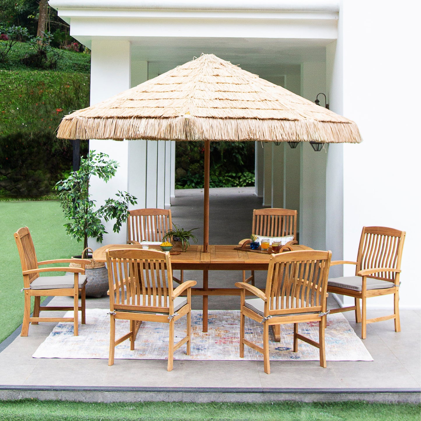 Set da pranzo estensibile per patio Cambridge Casual Chignik da 7 pezzi in teak